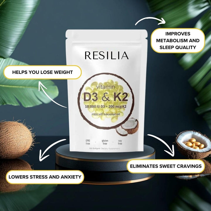 High-Potency Vitamin D3 & K2 Softgels Resilia™